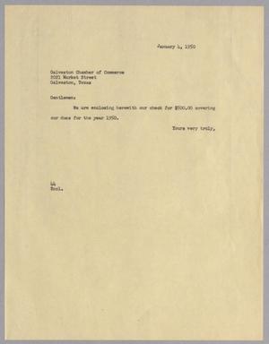 [Letter from A. H. Blackshear, Jr., to the Galveston Chamber of Commerce, January 4, 1950]