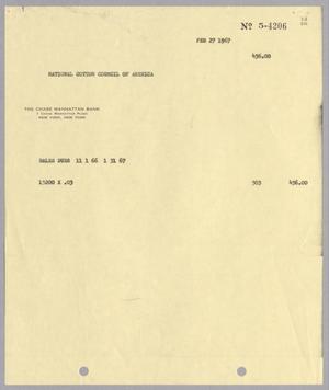 [Invoice for National Cotton Council of America, February 1967]