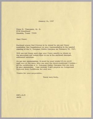 [Letter from Eddie Randall Thompson Jr., Peter K. Thompson, January 16, 1967]