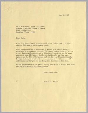 [Letter from Arthur M. Alpert to William E. Joor, May 4, 1967]