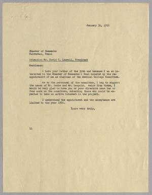 [Letter to the Galveston Chamber of Commerce, January 31, 1950]