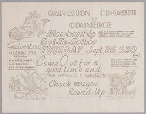 Primary view of object titled '[Notice for Galveston Chamber of Commerce Membership Get Together]'.