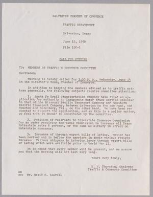 [Letter from E. H. Thornton to Members of the Traffic & Commerce Committee, June 12, 1950]