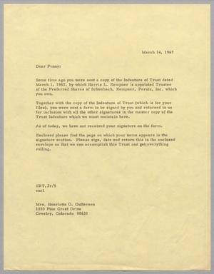 [Letter from Edward R. Thompson, Jr. to Henrietta Q. Guttersen, March 14, 1967]