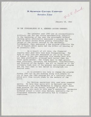 [Letter from Harris Kempner, January 18, 1965]