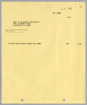 [Invoice for Copies of Federal Income Tax, November 1967]