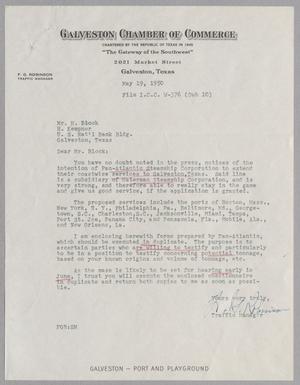 [Letter from F. G. Robinson to H. Block, May 19, 1950]