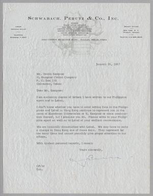 [Letter from George Perutz to Harris Kempner, January 26, 1967]