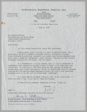 [Letter from Harris Leon Kempner Jr., to George M. Atkinson, June 29 1967]