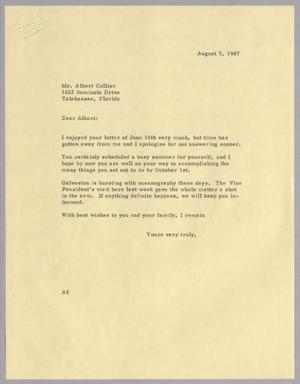 Primary view of object titled '[Letter from Arthur M. Alpert to Albert Collier, August 7, 1967]'.