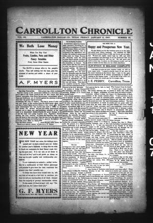 Primary view of object titled 'Carrollton Chronicle (Carrollton, Tex.), Vol. 3, No. 25, Ed. 1 Friday, January 11, 1907'.