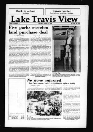 Primary view of object titled 'Lake Travis View (Austin, Tex.), Vol. 3, No. 27, Ed. 1 Thursday, August 25, 1988'.