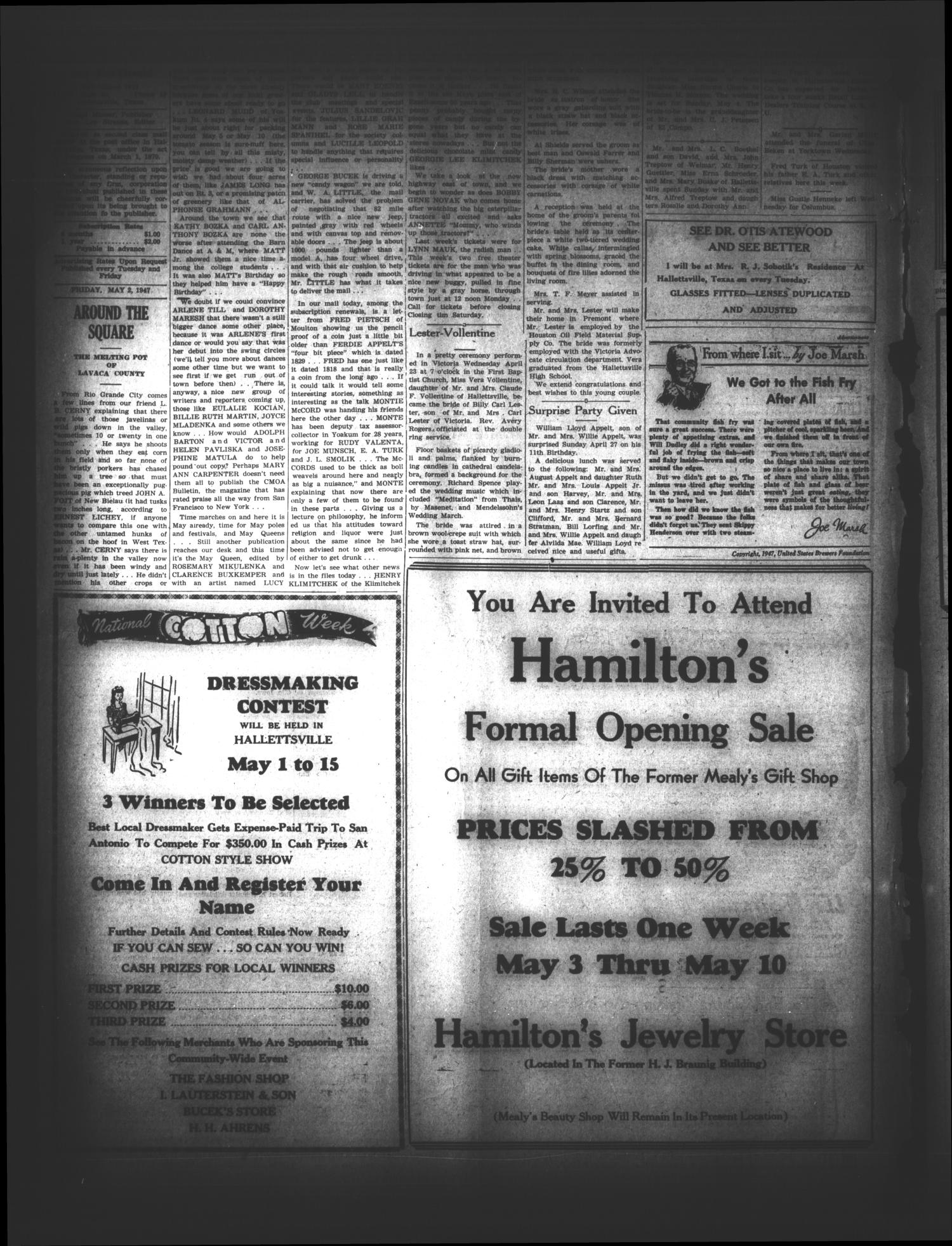 New Era-Herald (Hallettsville, Tex.), Vol. 74, No. [65], Ed. 1 Friday, May 2, 1947
                                                
                                                    [Sequence #]: 2 of 8
                                                