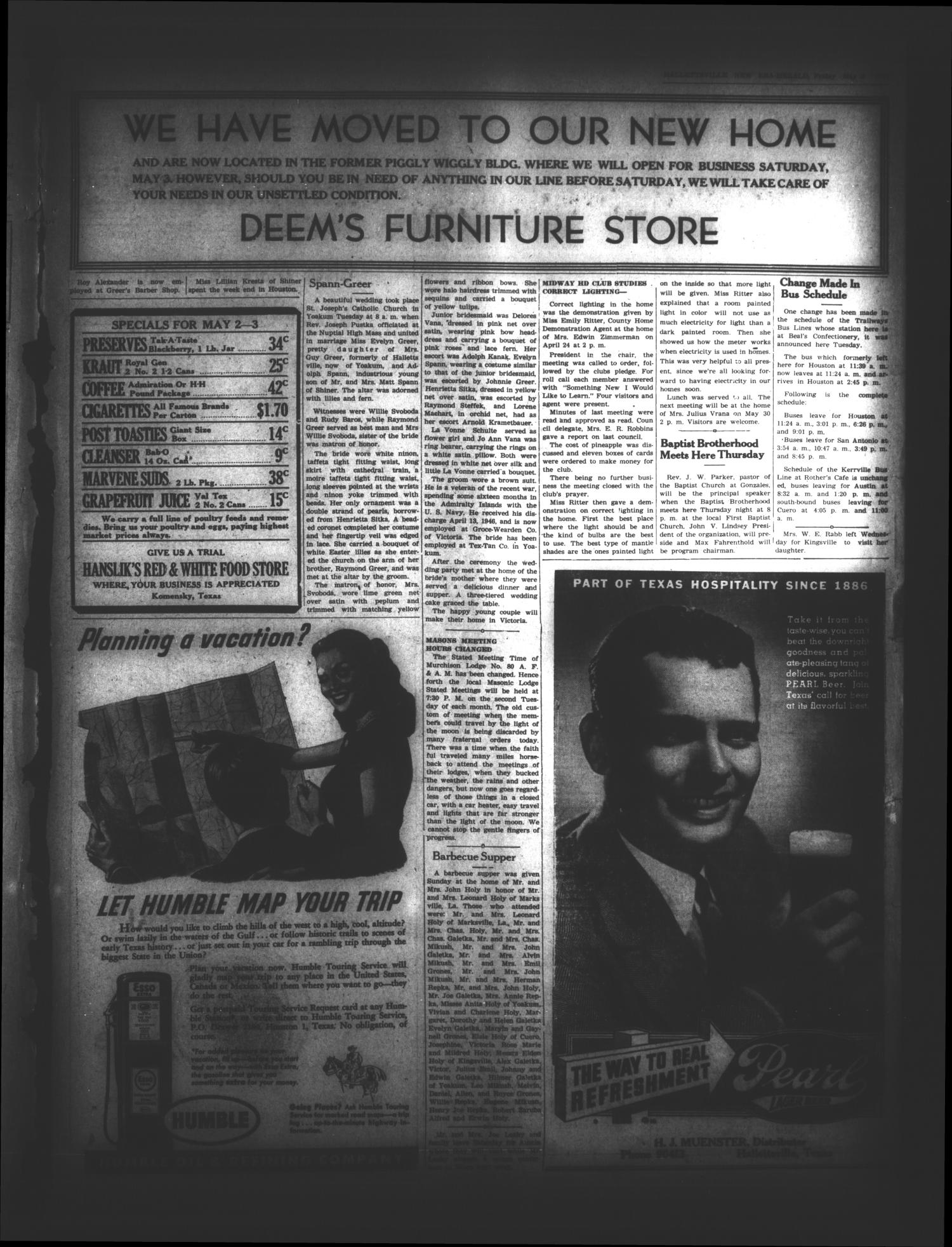 New Era-Herald (Hallettsville, Tex.), Vol. 74, No. [65], Ed. 1 Friday, May 2, 1947
                                                
                                                    [Sequence #]: 3 of 8
                                                