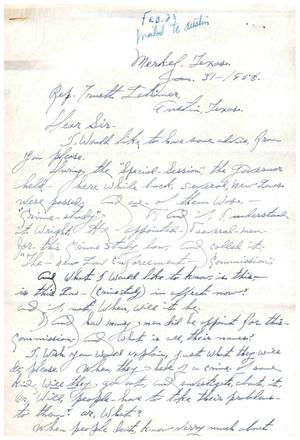 [Letter from N. E. Walton to Truett Latimer, January 31, 1958]