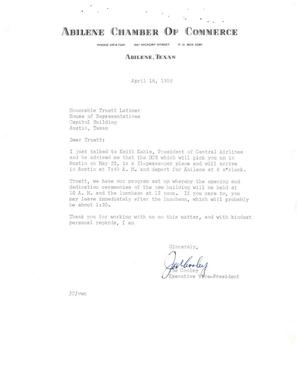 [Letter from Joe Cooley to Truett Latimer, April 16, 1959]