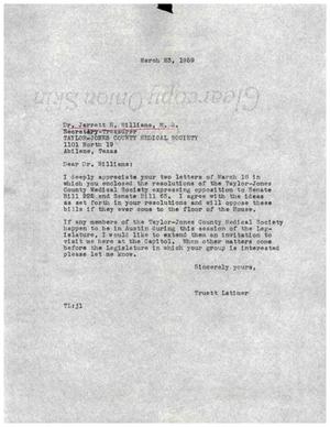 [Letter from Truett Latimer to Jarrett E. Williams, March 23, 1959]