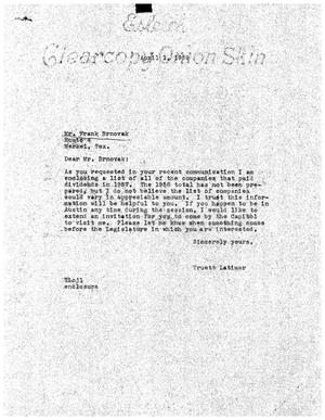 [Letter from Truett Latimer to Frank Brnovak, April 1, 1959]