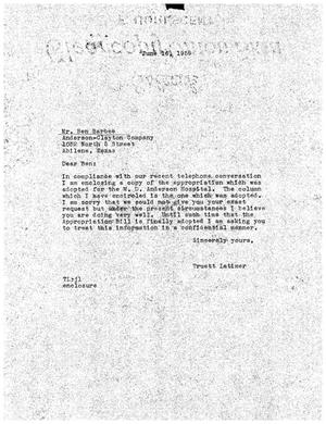 [Letter from Truett Latimer to Ben Barbee, June 16, 1959]