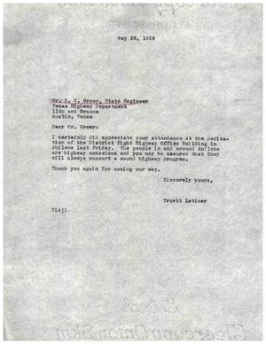 [Letter from Truett Latimer to D. C. Greer, May 26, 1959]