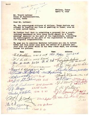 [Petition Signed in Opposition to HJR51, April 4, 1959]