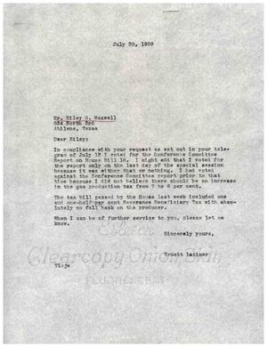 [Letter from Truett Latimer to Riley G. Maxwell, July 30, 1959]