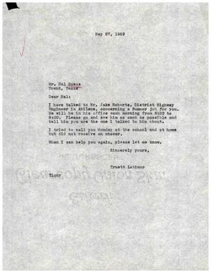 [Letter from Truett Latimer to Hal Guess, May 27, 1959]