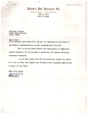 [Letter from Henry L. McCoy to Truett Latimer, April 20, 1961]
