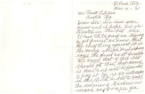 [Letter from Rose H. Salyen to Truett Latimer, March 4, 1961]