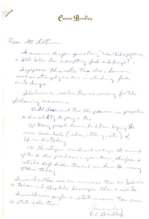 [Letter from D. C. Bradley to Truett Latimer]