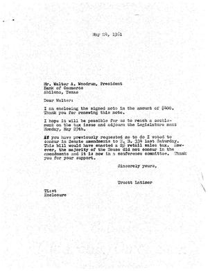 [Letter from Truett Latimer to Walter A. Woodrum, May 24, 1961]