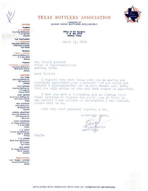 [Letter from Virgil Musick to Truett Latimer, March 13, 1961]