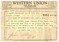 Letter: [Telegram from J. C. Hunter Jr. to Truett Latimer, April 21, 1961]