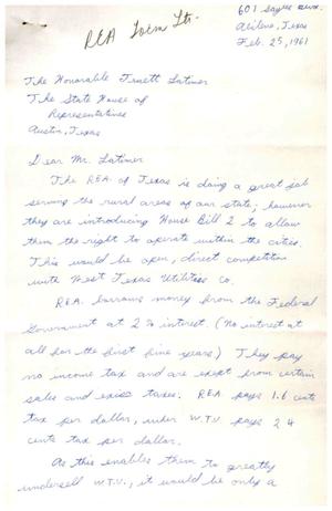 [Letter from Jimmie McDonald to Truett Latimer, February 25, 1961]