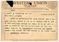 Letter: [Telegram from Marguerite Anderson to Truett Latimer, April 16, 1959]