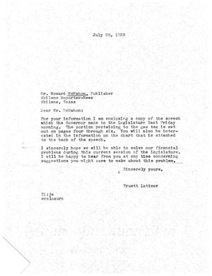 [Letter from Truett Latimer to Howard McMahon, July 20, 1959]