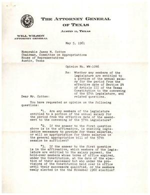[Letter from Will Wilson to James M. Cotton, May 5, 1961]