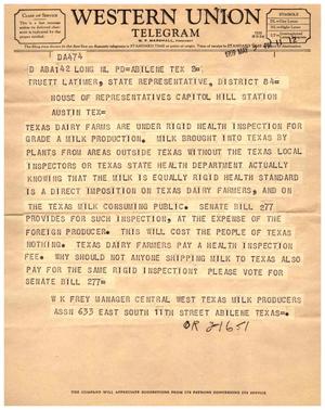 [Letter from W. K. Frey to Truett Latimer, May 5, 1959]