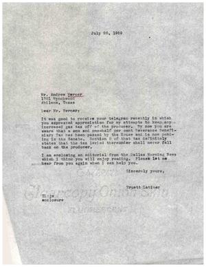 [Letter from Truett Latimer to Andrew Werner, July 28, 1959]