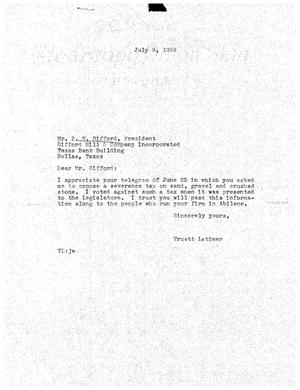 [Letter from Truett Latimer to P. W. Gifford, July 9, 1959]