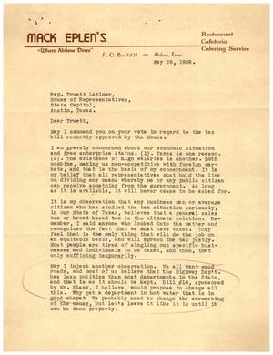 [Letter from Mack Eplen to Truett Latimer, May 29, 1959]