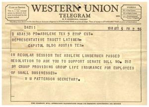 [Letter from W. M. Patterson to Truett Latimer, April 5, 1961]