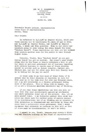 [Letter from W. C. Hambrick to Truett Latimer, March 21, 1961]