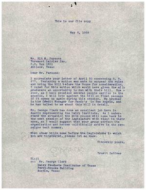 [Letter from Truett Latimer to Kit M. Parsons, May 8, 1959]