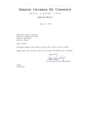[Letter from Joe Cooley to Truett Latimer, May 19, 1959]