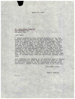 [Letter from Truett Latimer to Jack Henry Pulwiler, April 17, 1959]