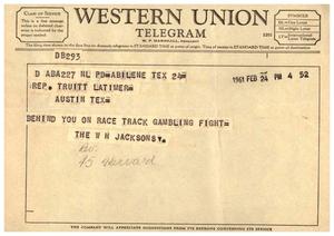 [Telegram from W. H. Jackson, February 24, 1961]