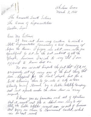 [Letter from Ira W. King to Truett Latimer, March 2, 1961]