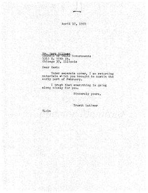 [Letter from Truett Latimer to Herb Wiltsee, April 17, 1959]
