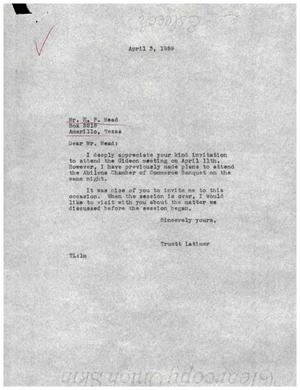 [Letter from Truett Latimer to E. P. Mead, April 3, 1959]